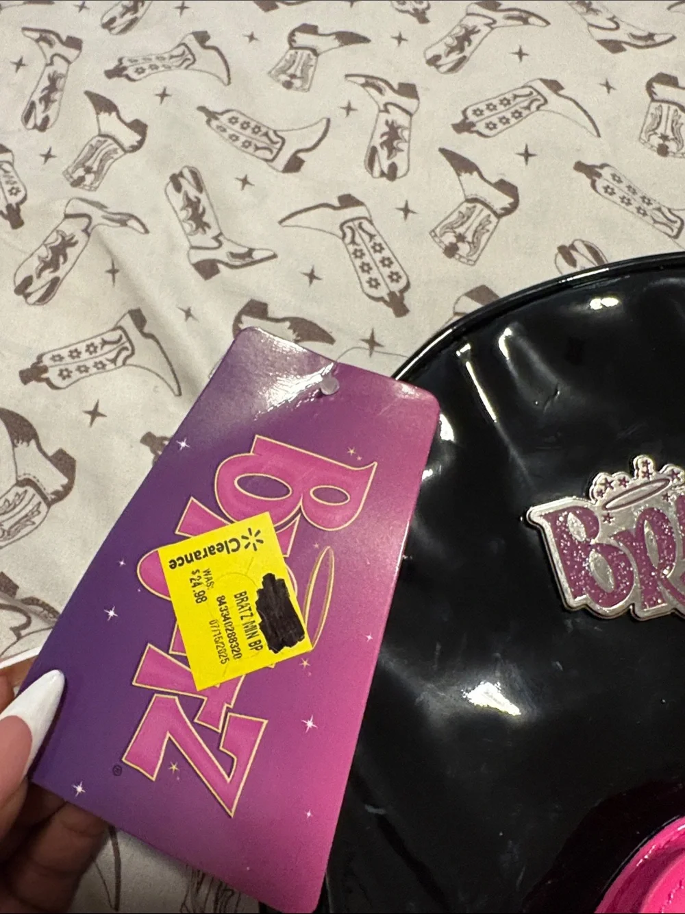 Bratz Girls' Black Mini Backpack with Bright Pink Lip Pocket